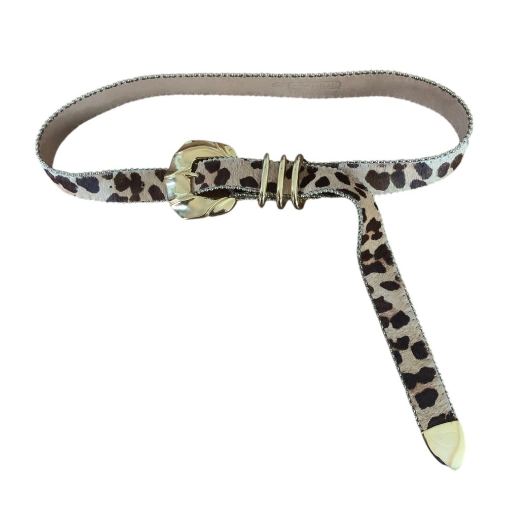 B.B. Simon Leopard Print Haircalf Belt with Gold Hardware - Picture 10 of 11